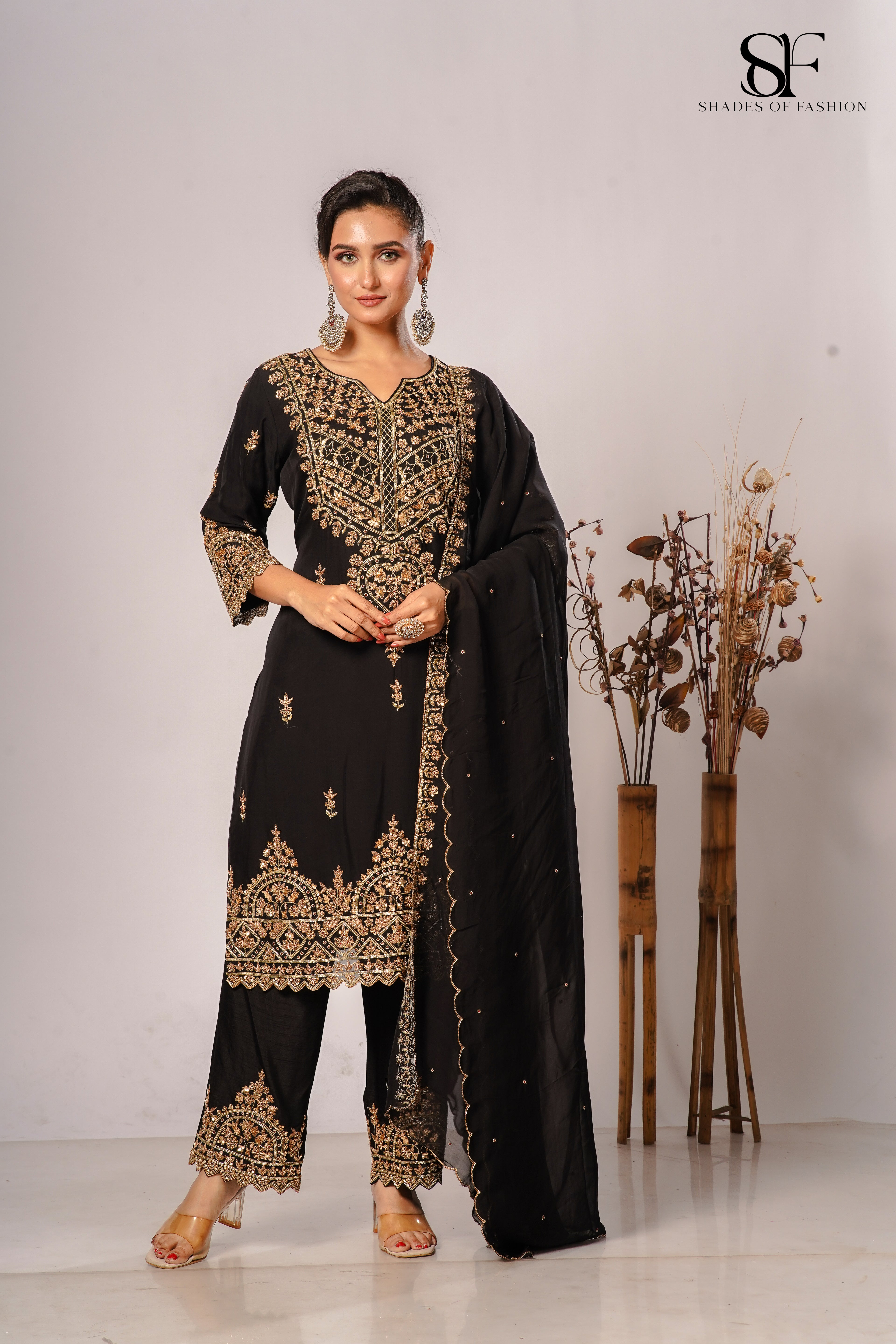 Luxury Viscose Organza Pant Set - Full Hand Embroidery