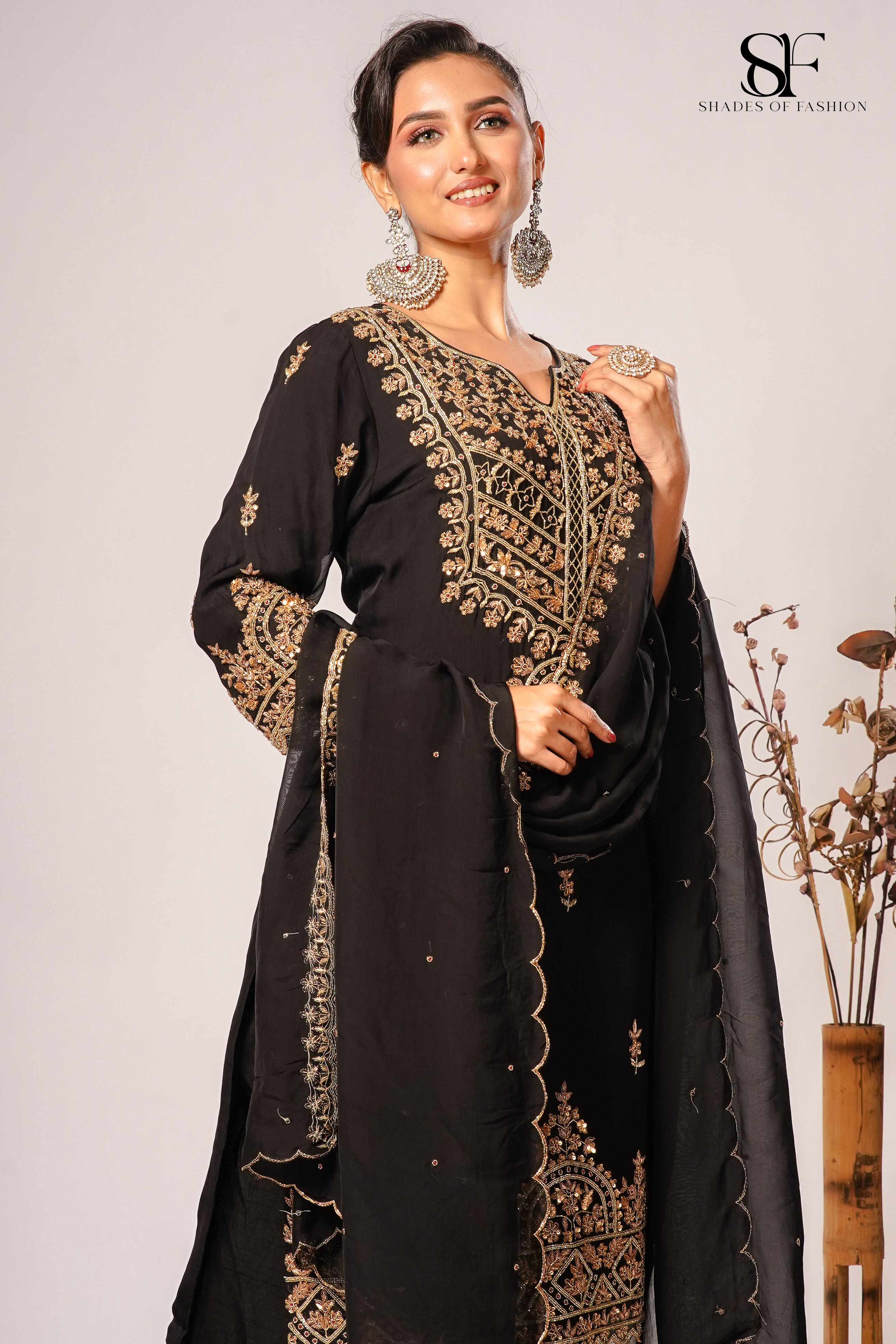 Luxury Viscose Organza Pant Set - Full Hand Embroidery