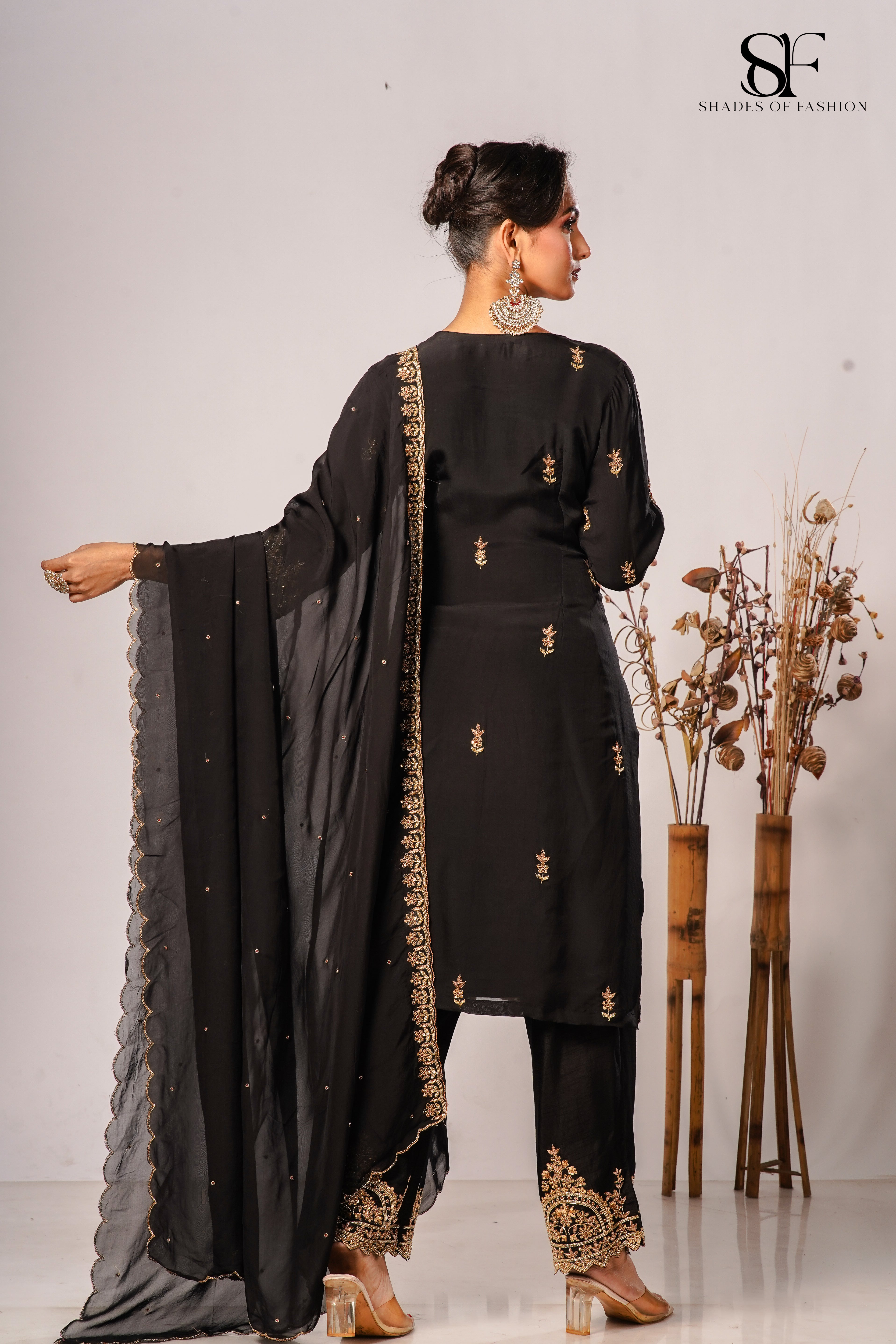 Luxury Viscose Organza Pant Set - Full Hand Embroidery