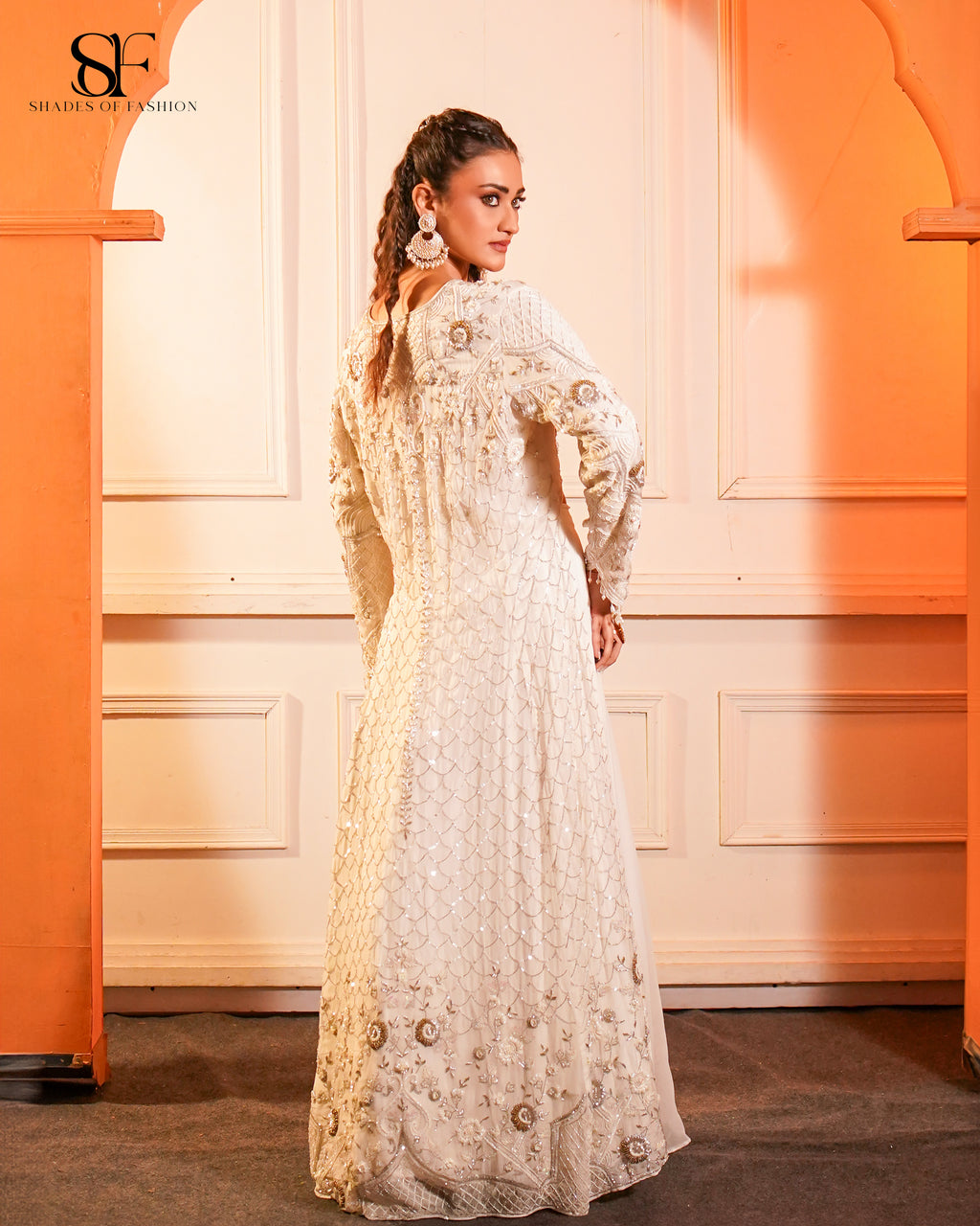 Ivory Embroidered Crop Top & Palazzo Set