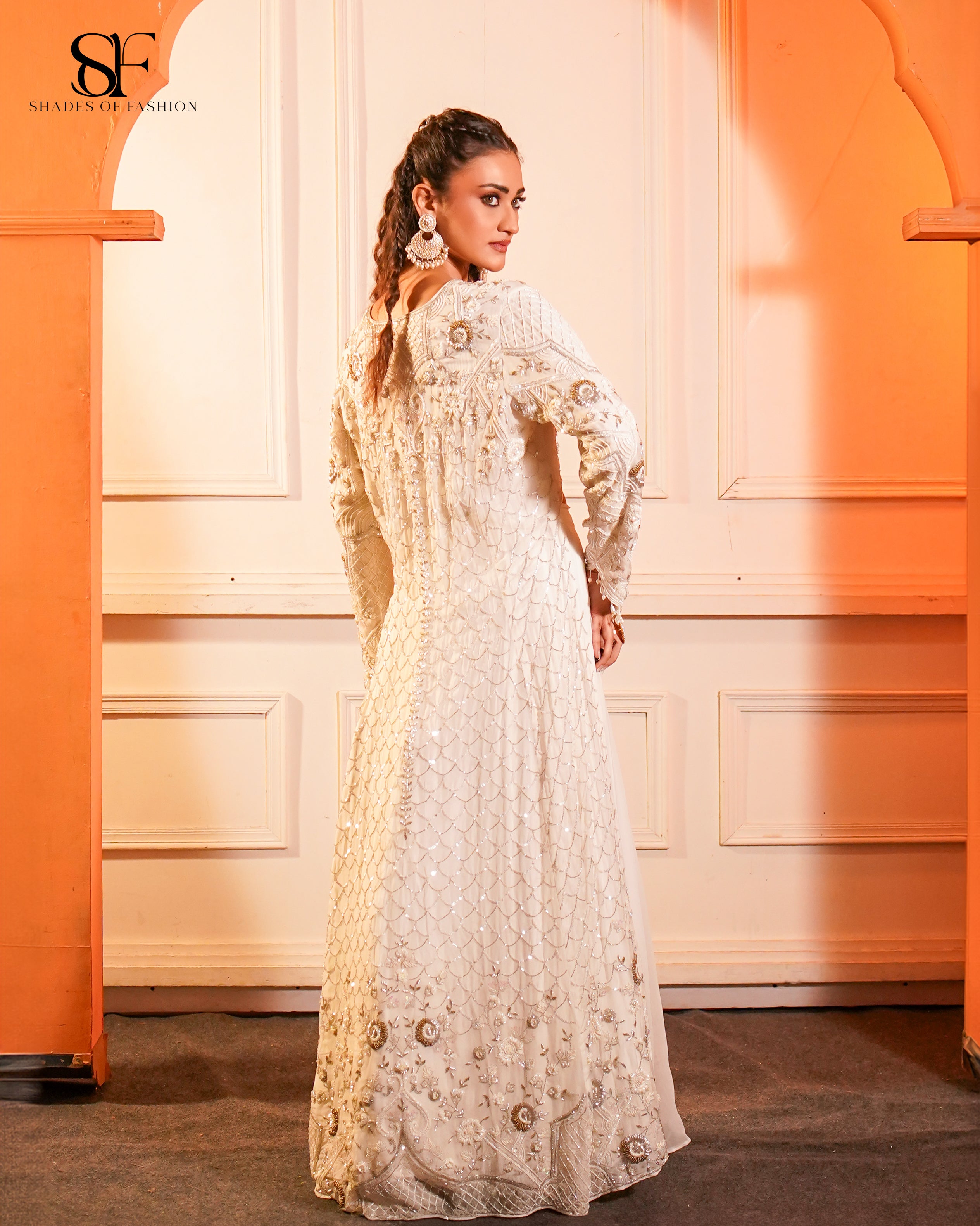 Ivory Embroidered Crop Top & Palazzo Set