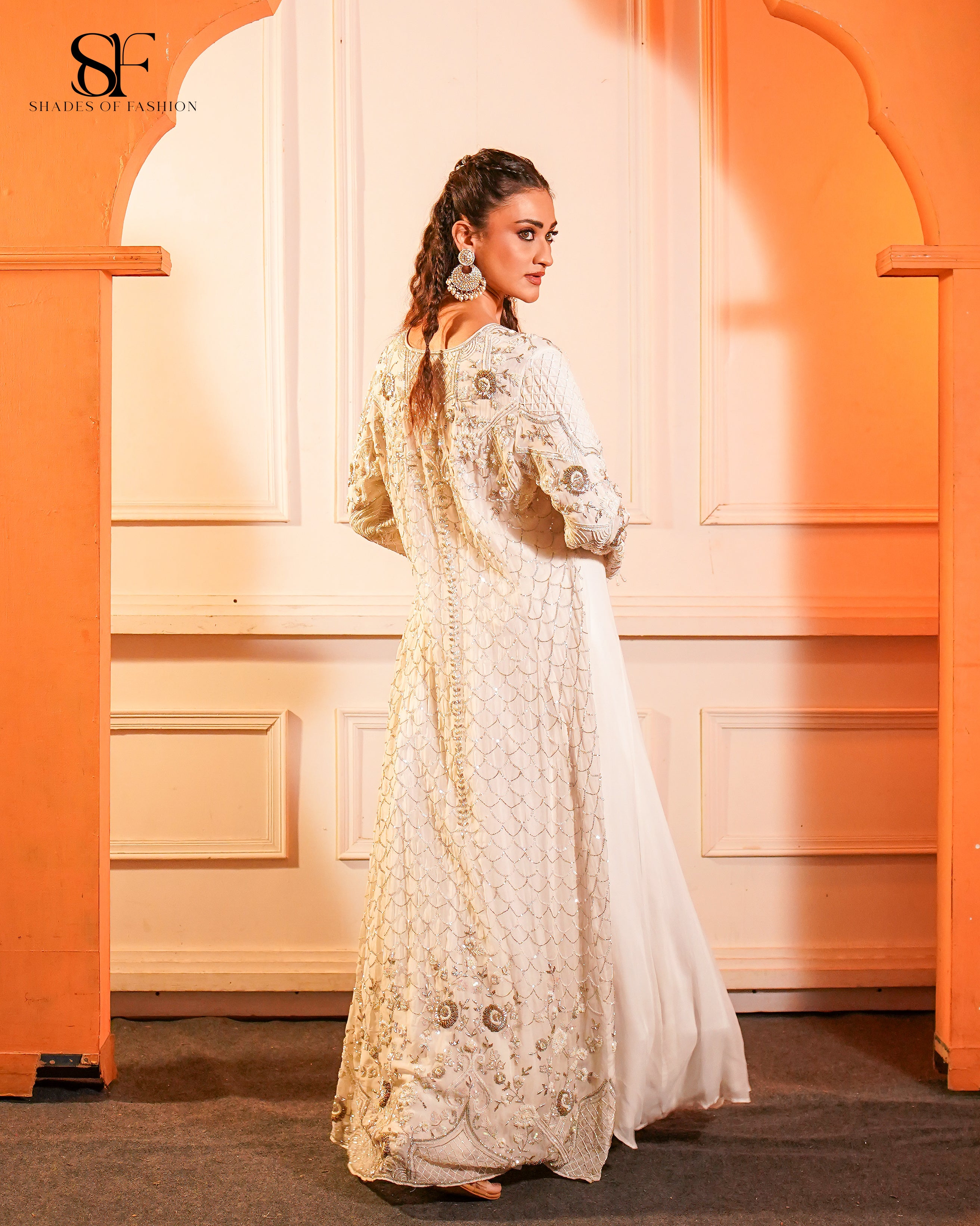 Ivory Embroidered Crop Top & Palazzo Set