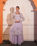 Lavender Dreams Embroidered Pakistani Sharara Divider Set - Luxury  Ensemble