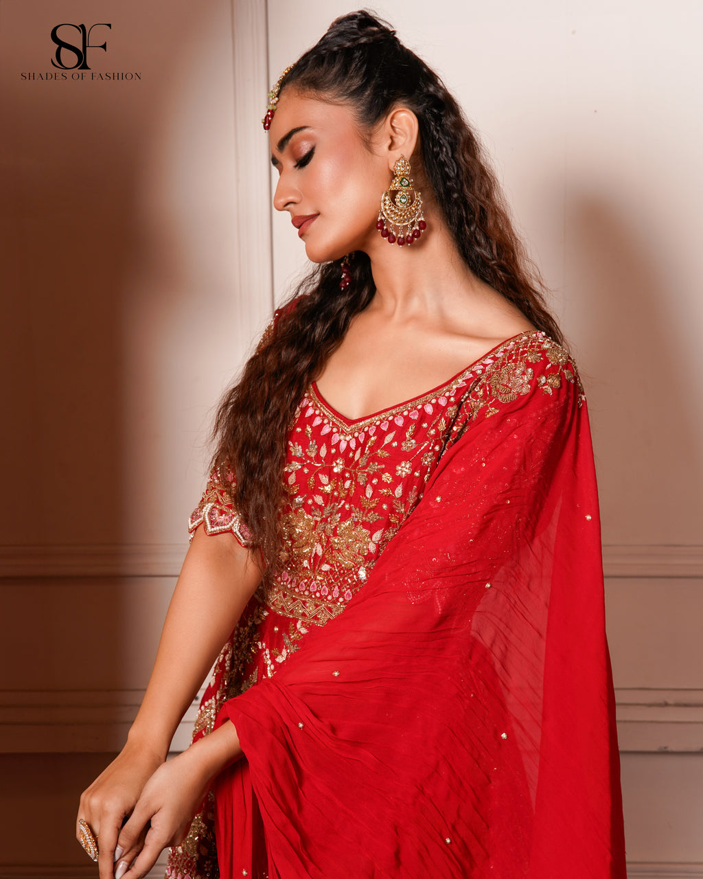 Red Bridal Gharara Set - Heavy Embroidered Wedding Ensemble