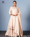 Champagne Dreams Embroidered Gharara Set - Luxury Beige Bridal Ensemble
